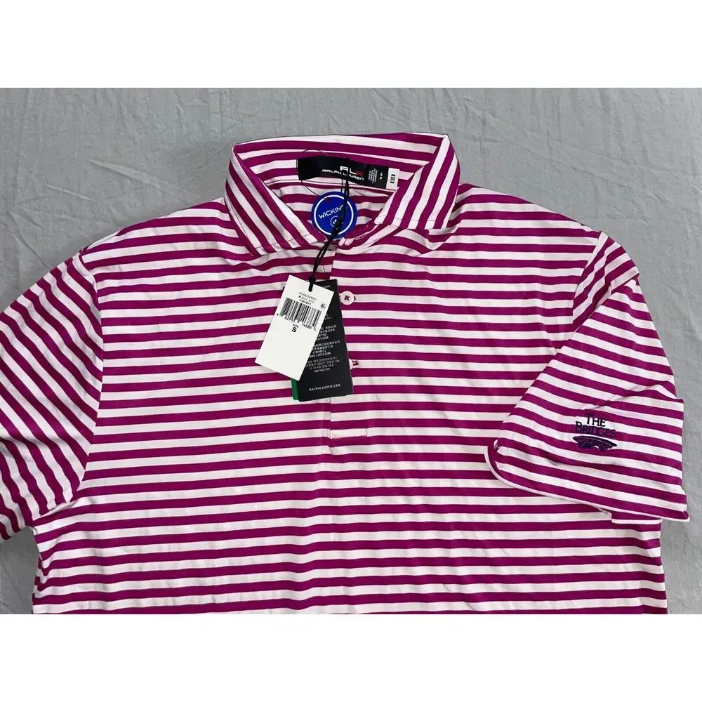 Ralph Lauren RLX Wicking Polo Golf Shirt. Purple Stripe, The Bridges. Men's S.